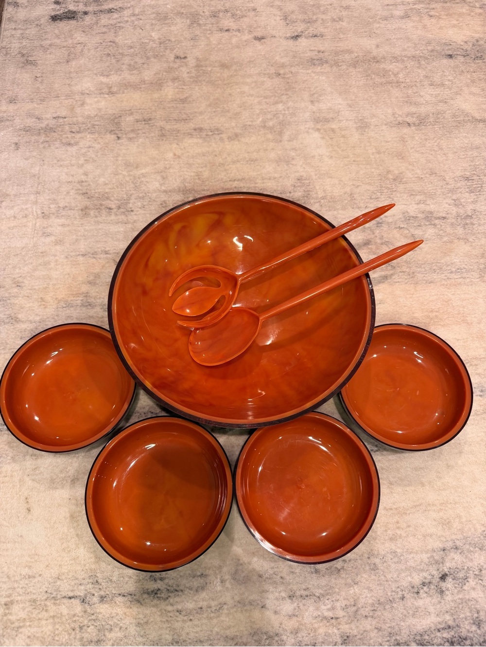 Vintage 1960s/1970s Jaydon “Haitian Line” Thermal Salad Bowl Set 7 piece